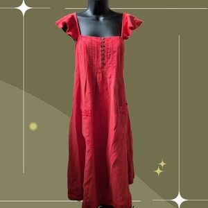 ✨ Pilcro Flutter Sleeve Midi Dress In Cayenne Red Size XS